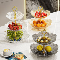 Luxe meerlaags fruitplateau, dessert- en snoepplateau met gouden kroonhandvat voor bruiloften, thuis en afternoon tea