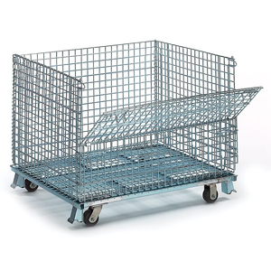 Công nghiệp đóng mở thép Pallet đóng mở dây lưới container Stackable kho kim loại lưu trữ lồng - Product Image 3