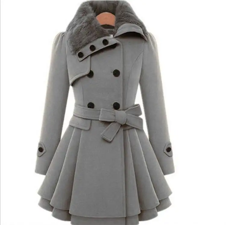 New design warm long plus size double breast sur collar winter coat women