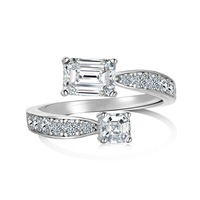 Dylam Nouvelle conception Haut de gamme Bijoux en argent S925 Pierre en moissanite couleur D VVS1 Bague de fiançailles ouverte réglable à la mode