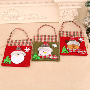Nuevo producto transfronterizo: Bolsa de regalo navideña de terciopelo a cuadros, bolsa para dulces, bolsa para manzanas, decoración navideña. - Product Image 4