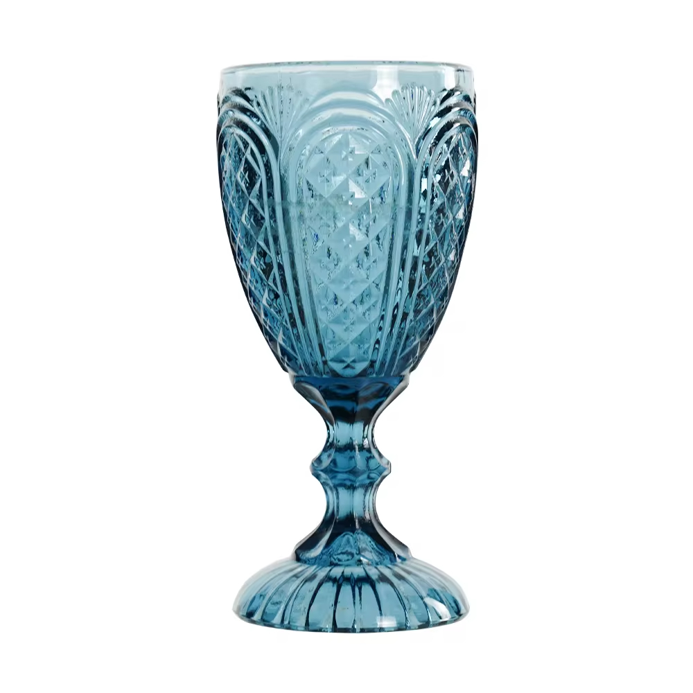 Tasse en verre de lait bleu, gobelets vintage