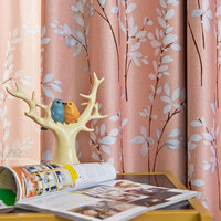 Rideaux à plis froncés imprimés motif branche de saule, rose poudré, semi-occultants, pour chambre et bureau, style américain, vente en gros par rouleau