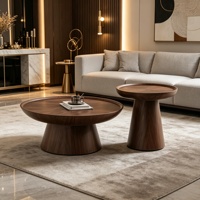 Table basse et table d'appoint rondes en noyer moderne, vente en gros OEM/ODM pour usage commercial de luxe, finition bois personnalisable