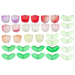 Colored Glass <b>Leaf</b> Pendant Half Moon Shape For Bracelet Making DIY Jewelry Accessories - Product Image 5