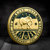 Offres Spéciales pièce commémorative de défi d'éléphant d'or et d'argent de trèfle à quatre feuilles