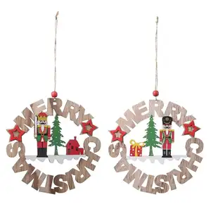 Hot Selling Christmas Decorations Wooden Door Nutcracker Pendant Home Hotel Christmas Tree Decoration