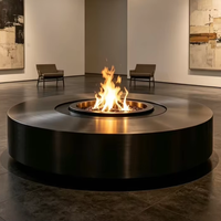 Brasero à gaz rond sur pied surdimensionné, table de feu extérieure de grande capacité pour divertissement nocturne dans le jardin et sur la terrasse
