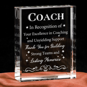 Custom K9 Crystal Coach Award Block Laser Engraved Rectangular Recognition Plaque Souvenir Gift - Product Image 4