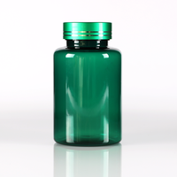 Bouteilles en plastique PET vertes de 100 ml avec bouchon à vis, sérigraphiées, vides, pour capsules, pilules, vitamines et compléments alimentaires