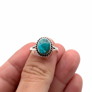 925แหวนเงินแท้เครื่องประดับคลาสสิกสำหรับผู้หญิง925สเตอร์ลิงเงินเทอร์ควอยซ์พลอยแฮนด์เมดสไตล์ Boho ของขวัญสำหรับคุณแม่ - Product Image 1