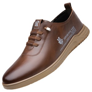 Chaussures de conduite en cuir pour hommes, bout rond, à lacets, semelle en caoutchouc respirante, chaussures décontractées de printemps - Product Image 5