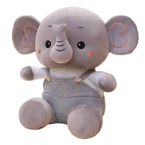 工厂来样定做手工尺寸婴儿塑料Pvc小雕像批发毛绒白色灰色毛绒大象玩具