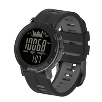 Montre de sport de pêche écologique Sunroad en acier inoxydable avec chronomètre, baromètre, altimètre, étanche IP68, écran LCD, alimentée par énergie solaire