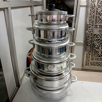 Anax Modernes Edelstahl-Zylinder-Dampfgarer-Set 6-teilig mit Metalldeckeln Stapelbar für Restaurant-Küche und Essenszubereitung