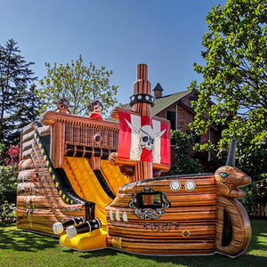 Castillo Inflable Comercial de PVC con Tobogán, Diseño de Barco <span class=keywords><strong>Pirata</strong></span>, para Alquiler en Fiestas y Eventos - Product Image 1