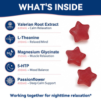 Gummies pour le sommeil sans mélatonine, marque privée, pour adultes, avec L-théanine, magnésium et racine de valériane