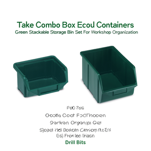 Take Combo Box Eco Tool <b>Containers</b> Green <b>Stackable</b> <b>Storage</b> Bin Set For Workshop Organization - Product Image 2