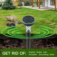Vole serpent répulsif étanche solaire repousse chats souris répulsif à ultrasons pour animaux pour les chantiers avec lumière solaire lumière LED extérieure