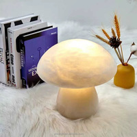 Lampe de table LED personnalisée en marbre naturel avec base en albâtre, design champignon, pour hôtel, villa, chambre, salon, restaurant