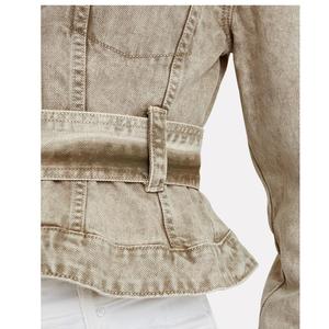 2020 nouveau Design Beige <span class=keywords><strong>Vintage</strong></span> manteau <span class=keywords><strong>Jean</strong></span> pour femmes D-ring ceinturé surdimensionné <span class=keywords><strong>Moto</strong></span> Denim veste - Product Image 5