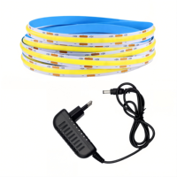 Bande lumineuse LED COB flexible à haute densité 480 LED/m, découpable, PCB 8 mm, DC12V/24V, 3000K, CRI90, IP65, angle de faisceau de 120 degrés