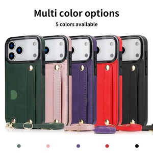 Étui de luxe en cuir PU <span class=keywords><strong>avec</strong></span> porte-cartes et support, sangle d'épaule et dragonne pour <span class=keywords><strong>iPhone</strong></span> 17 16 15 14 13 12 - Product Image 6