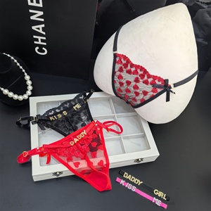 Perizoma Regolabile con Strass LOVE YOU per Donne, Sexy Ricamo <span class=keywords><strong>a</strong></span> Cuore, Rete Trasparente, Vita Bassa, T-back G-String - Product Image 2