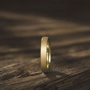 Gentdes Jewelry Bague de mariage en carbure de tungstène plaqué or 18 carats 4mm brossé plat Bague de couple en tungstène pour femmes et hommes - Product Image 5