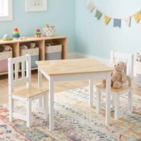 Ensemble de table et chaises d'étude pour enfants en bois de pin, mobilier de bureau pour activités de lecture et d'écriture à la maison ou en classe pour tout-petits