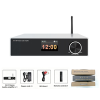 Amplificateur de puissance compact en aluminium pour subwoofer de bureau 100Wx2 Hi-Fi Stéréo WiFi 5.4 AirPlay DLNA Optique USB Télécommande