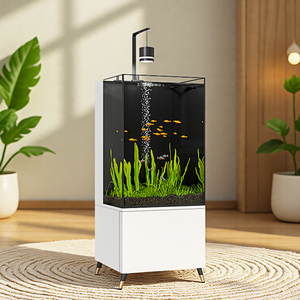Premium Ultra-Klares Glas-Aquarium mit Ständer und <span class=keywords><strong>LED</strong></span>-Beleuchtung Komplettset Modernes Wohnzimmer-Esszimmer-Aquarium Sofort Genussfähig - Product Image 1
