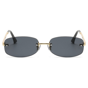 Gafas de Sol Ovaladas sin Montura Metálicas Multicolores para Mujer, Protección Solar, Diseño Simple y Elegante, Venta al Por Mayor - Product Image 2