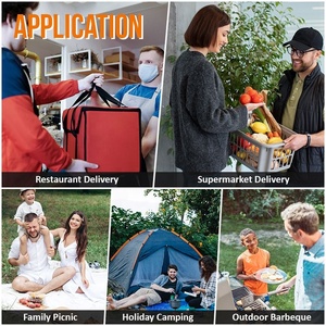 OEM plegable de gran tamaño aislado bolsa de entrega térmica comida café Pizza portavasos coche playa uso - Product Image 2