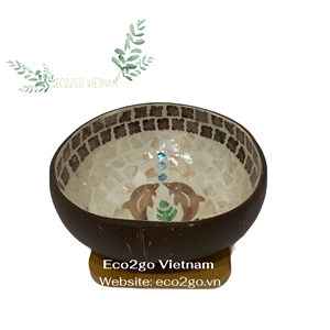 ชามมะพร้าวเคลือบแล็กเกอร์สไตล์ฮานอย100% ทำด้วยมือ - Product Image 1
