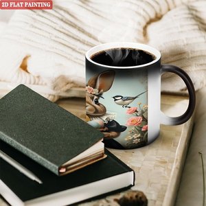 Taza de Cerámica de 11 oz, Color Negro Escarchado, Cambia de Color con el Calor, para Sublimación, con Diseño de Conejo de Pascua, Pintura Plana 2D - Product Image 3