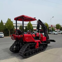 Tracteur agricole à chenilles certifié CE de 60 CV avec auvent pare-soleil et attache de pelle arrière en option pour l'agriculture tout-terrain