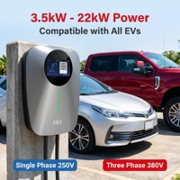 Borne de recharge murale triphasée 7KW 11KW 22KW pour VE, application 4G+BT, démarrage par carte, IP55/IP65, ABS V0, station de recharge CE/TUV