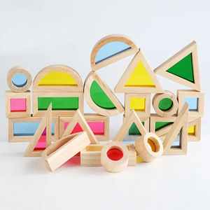 Acrylic Assembling Building Blocks Game Kindergarten Children Educational Shape Color Recognition Early Education Wooden Toys - Product Image 2