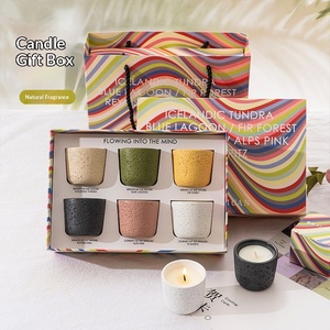 Bougie aromatique artisanale <span class=keywords><strong>en</strong></span> cire de soja à la mousse islandaise, coffret cadeau, parfum frais longue durée, arôme naturel, <span class=keywords><strong>6</strong></span> couleurs - Product Image 1