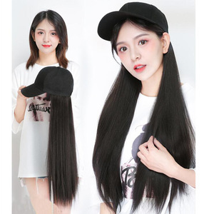 Casquette de baseball personnalisée <span class=keywords><strong>en</strong></span> gros avec perruque intégrée, <span class=keywords><strong>en</strong></span> tissu synthétique, style image, pour fête, toutes saisons, avec tresse - Product Image 2