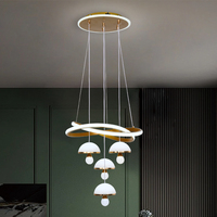 Luminaire suspendu moderne en forme de champignon carré et lustre en spirale avec télécommande, culot E12, LED à intensité variable