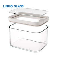 Bocaux en verre borosilicate haute résistance Linuo avec couvercles en acier inoxydable, compatibles four et micro-ondes, pour la conservation des aliments