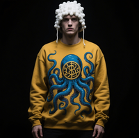 T-shirt à manches longues personnalisé 100% polyester, teint et lavé, motif têtes de mort, coupe ample, polyvalent, tendance, compressé