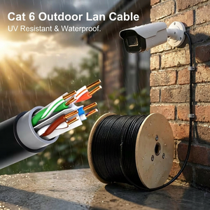 สายเคเบิลเครือข่าย <span class=keywords><strong>Cat6</strong></span> UTP สำหรับภายนอกอาคาร สำหรับกล้องวงจรปิด สายเคเบิลทองแดง 305 ม. ทนทานต่อสภาพอากาศรุนแรง ความเร็วสูงระดับกิกะบิต - Product Image 1