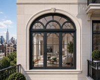 Ventana Arqueada Personalizada de Aleación de Aluminio, Doble Acristalamiento, Media Luna, para Villas y Hoteles de Lujo, Eficiente Energéticamente y Decorativa