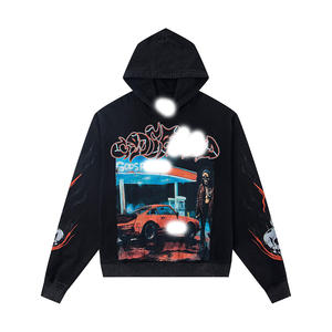 Vêtements pour hommes, sweats à capuche en coton 100% avec impression en relief, streetwear, sweat à capuche personnalisé pour hommes - Product Image 2