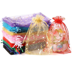 Bolsitas de Organza Cuadradas Pequeñas y Coloridas con Cordón, Diseño de Flores y Estrellas, Duraderas para Toda Ocasión - Product Image 5