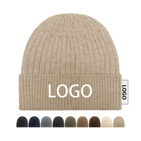 Bonnet en tricot acrylique doux et chaud avec logo personnalisé brodé, 100g, extensible, à revers, pour homme et femme, idéal pour l'hiver et les activités de plein air