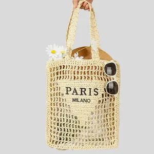 Sommer individuelle Stickerei Stroh-Tote Strandtasche für Damen modische Handtaschen große Kapazität